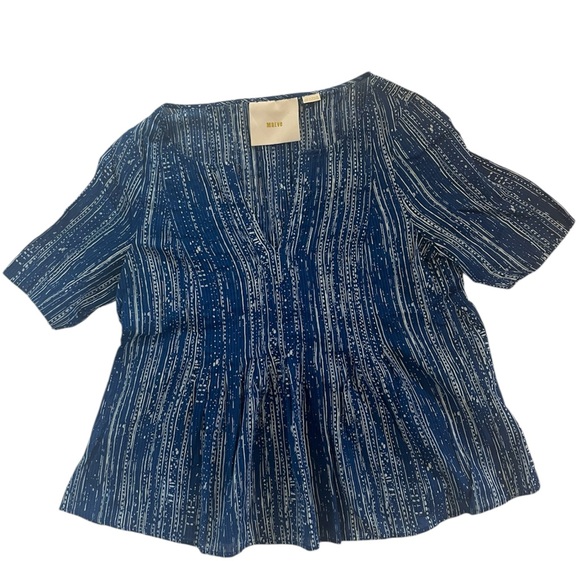 Anthropologie Maeve pleated shirt Sz US 8 - Picture 2 of 7